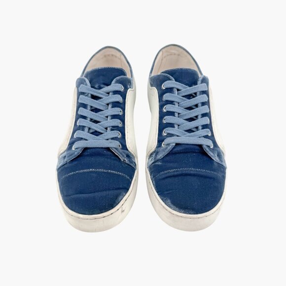 Chanel CC Rubber & Velvet Sneakers EU 38.5 US 7.5-8 Blue Low Top Logo Trainer - Picture 2 of 13